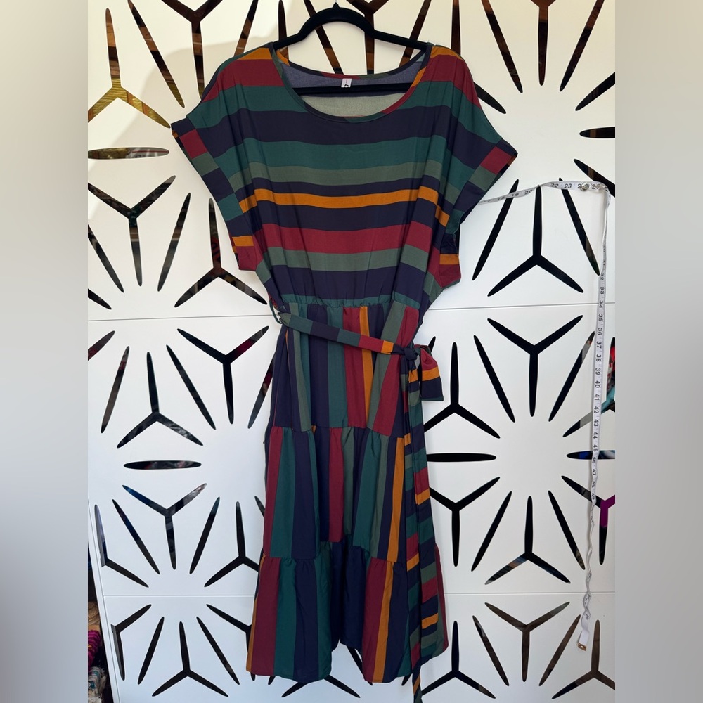 Striped Multicolor Midi Dress